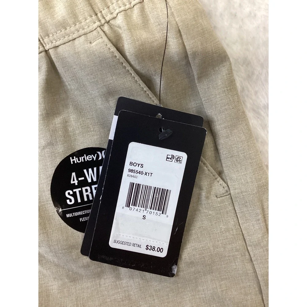 Hurley Boys Khaki‎ 4-Way Stretch Hybrid Walk Shorts Size S 8-10 985540-X1T